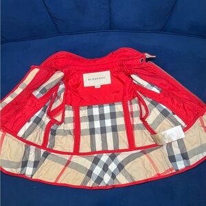 Burberry Vibrant Red Jacket with Iconic Plaid Interior
